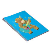 Niedliche schottische Hochlandkuh Plays Guitar Notizblock (Rechte Seite)