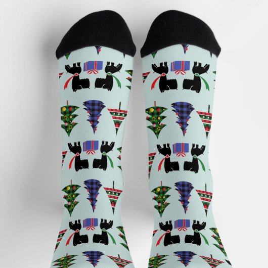 Niedliche schottische Hunde und Weihnachtsbaummust Socken (Oben)