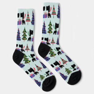 Niedliche schottische Hunde und Weihnachtsbaummust Socken