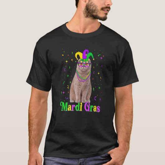 Niedliche schottische Katzenkatzen Mardi Gras Carn T-Shirt (Vorderseite)