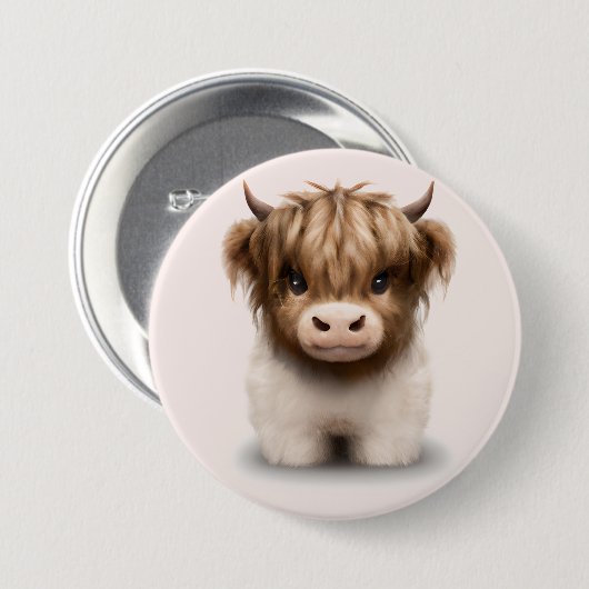 Niedliche schottische Kuh Button (Vorne & Hinten)
