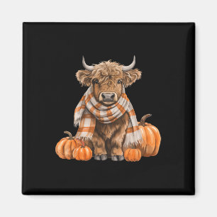 Niedliche schottische Kuh Gemütlicher Herbstkürbis Magnet