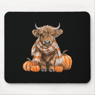 Niedliche schottische Kuh Gemütlicher Herbstkürbis Mousepad