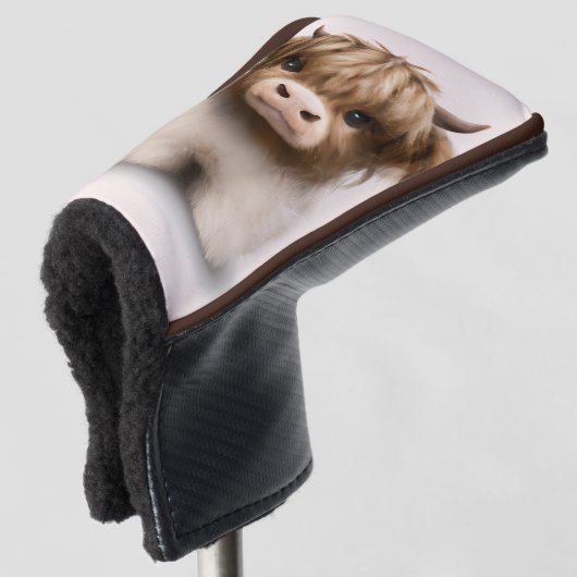 Niedliche schottische Kuh Golf Headcover (3/4 Vorderseite)