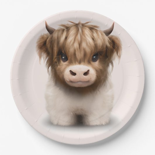 Niedliche schottische Kuh Pappteller (Vorderseite)