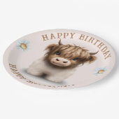 Niedliche schottische Kuh Pappteller (Schrägansicht)