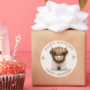 Niedliche schottische Kuh Runder Aufkleber