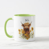 Niedliche schottische Kuh Sonnenblumen Tasse (Links)