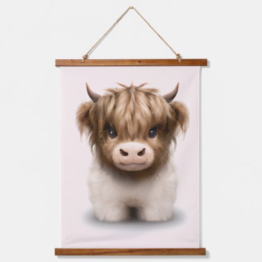 Niedliche schottische Kuh Wandteppich Mit Holzrahmen (Vorderseite)