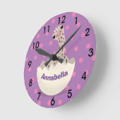 Niedliche Schraffur für Vogel-Strauß-Cartoon Runde Wanduhr (Winkel)