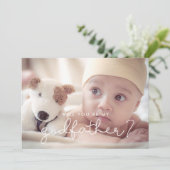 Niedliche Schrift Godvaterkarte Einladung (Stehend Vorderseite)