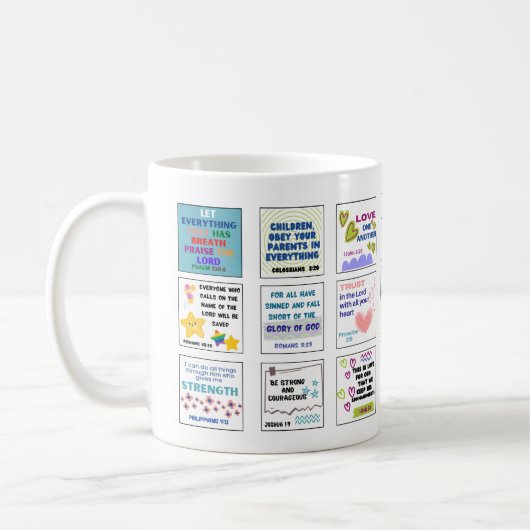 Niedliche Schrift Kinder Gedächtnisbibel Kaffeetasse (Links)