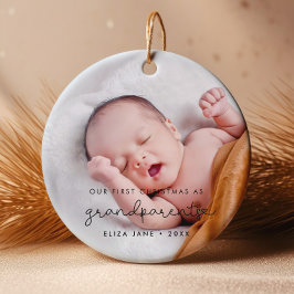 Niedliche Schrift Unsere ersten Weihnachten als Gr Keramik Ornament