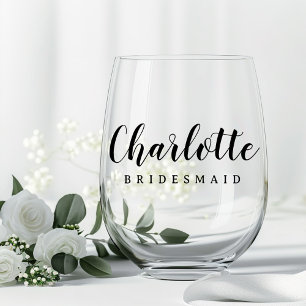 Niedliche Schrift von Bridesmaid Weinglas Ohne Stiel