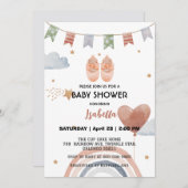 Niedliche Schuhe Afrikanische Mädchen Babydusche Einladung (Vorne/Hinten)