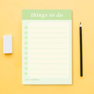 Niedliche Schule mit grünem Namen Post-it Klebezettel