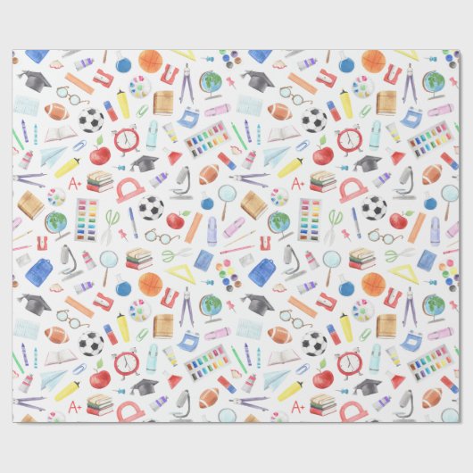 Niedliche Schullieferungen zurück zum Schulmuster Geschenkpapier (Flach)