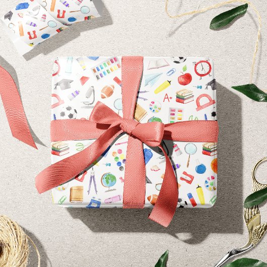 Niedliche Schullieferungen zurück zum Schulmuster Geschenkpapier