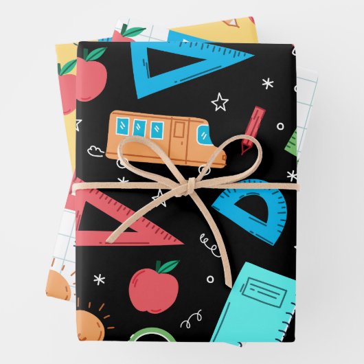 Niedliche Schullieferungen zurück zum Schulmuster Geschenkpapier Set (Beispiel)