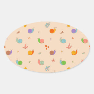 Niedliche Schürze mit Schnecken und Blume Ovaler Aufkleber