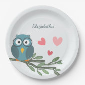 Niedliche Schüssel mit Brille auf einem Zweig-indi Pappteller (Vorderseite)