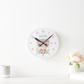 Niedliche Schüssel mit rosa Bow, Girl-Zimmer Perso Runde Wanduhr (Zuhause)