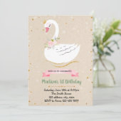 Niedliche Schwan-Geburtstagsparty Einladung (Stehend Vorderseite)