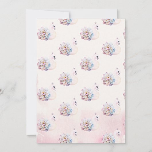 Niedliche Schwäne Wildblumen Geburtstag Einladung (Rückseite)