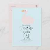 Niedliche Schwanenmädchen Rosa Geburtstagsparty Ei Postkarte (Vorne/Hinten)