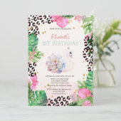 Niedliche Schwanenschwäne Tropische Blume Geburtst Einladung (Stehend Vorderseite)