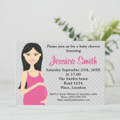 Niedliche schwangere Frau in rosa Kleiderpuppe Kin Einladung (Stehend Vorderseite)