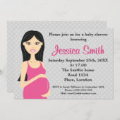 Niedliche schwangere Frau in rosa Kleiderpuppe Kin Einladung (Vorne/Hinten)