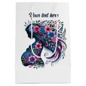 Niedliche schwangere Mama anpassbar Mittlere Geschenktüte (Rückseite)