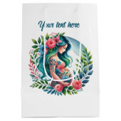 Niedliche schwangere Mama anpassbar Mittlere Geschenktüte (Rückseite)