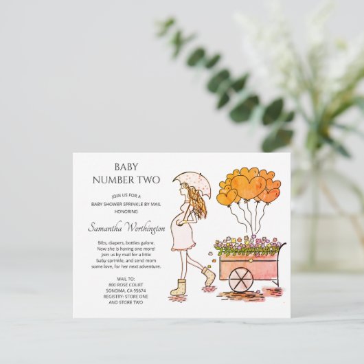 Niedliche schwangere Mama Baby Sprinkle Dusche per Einladungspostkarte (Stehend Vorderseite)