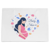 niedliche schwangere Mama Babydusche Große Geschenktüte (Vorderseite)