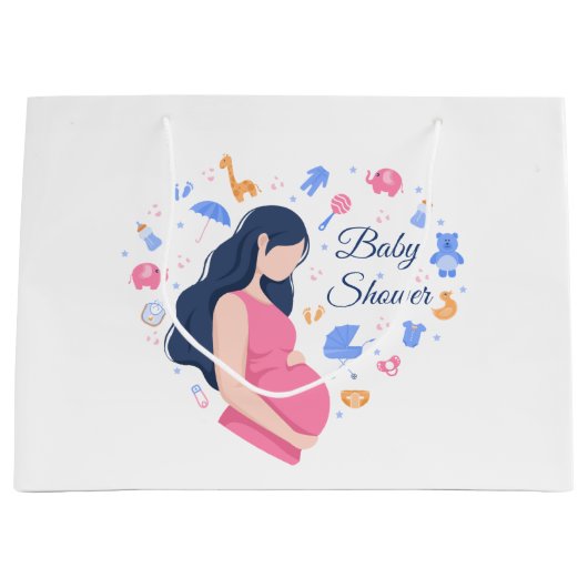 niedliche schwangere Mama Babydusche Große Geschenktüte (Vorderseite)