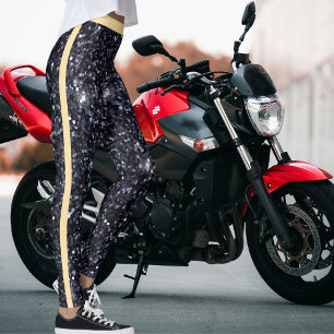 Niedliche Schwarz Beige Glitzern Glitzer Muster St Leggings