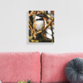 Niedliche, schwarz gekappte Chickade im Baum Leinwanddruck (Insitu (Wohnzimmer))