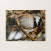 Niedliche, schwarz gekappte Chickade im Baum Puzzle (Horizontal)