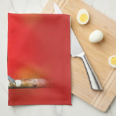 Niedliche schwarz gekappte Chickade mit roten Herb Geschirrtuch (Viertel Falte)