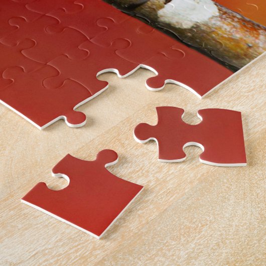 Niedliche schwarz gekappte Chickade mit roten Herb Puzzle (Seite)