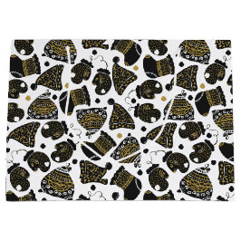 Niedliche Schwarz-Gold-Hasen und Zehn Weihnachten Große Geschenktüte