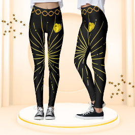 Niedliche schwarz-goldgestreifte afrikanische Frau Leggings