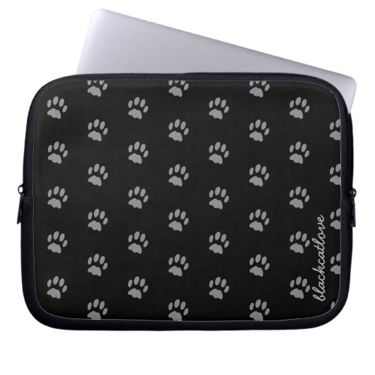Niedliche Schwarz-Grau-Pet-Pfoten-Druck Notebook-R Laptopschutzhülle (Vorderseite)