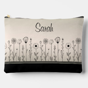 Niedliche Schwarz/Grün Ombre Blume Doodles Bridesm Zubehörtasche