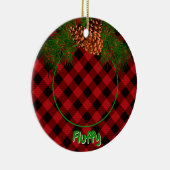 Niedliche Schwarz-kariert-Pinecon-Fotoplatte Keramik Ornament (Rechts)