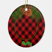 Niedliche Schwarz-kariert-Pinecon-Fotoplatte Keramik Ornament (Links)