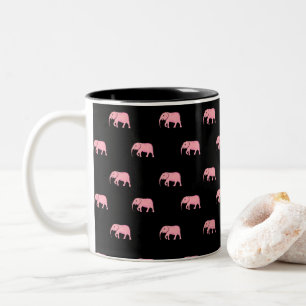 Niedliche Schwarz-Rosa-Elefanten Zweifarbige Tasse