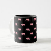 Niedliche Schwarz-Rosa-Elefanten Zweifarbige Tasse (Vorderseite Links)